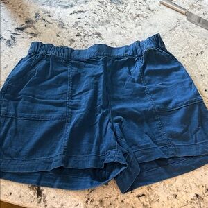 Women's Elastic-Waist Blue Shorts